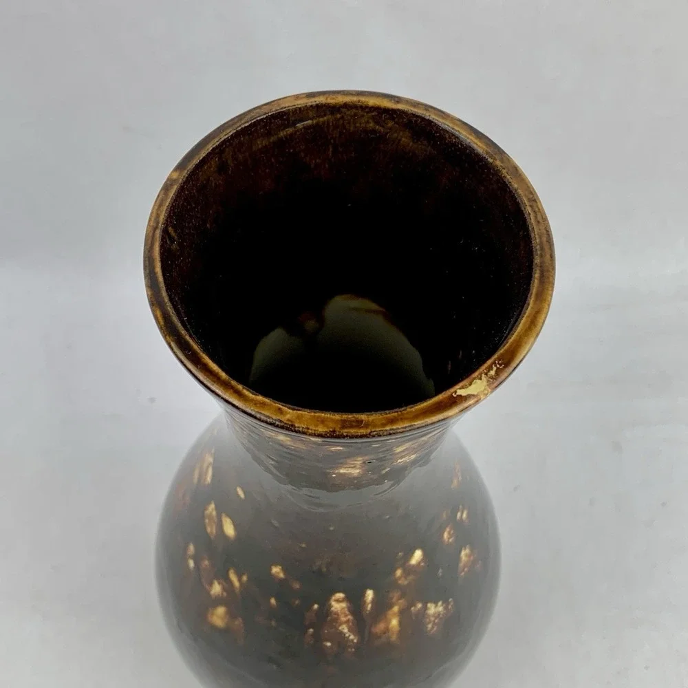 Vintage Splotchy 70s Brown Vase Holland Mold 10